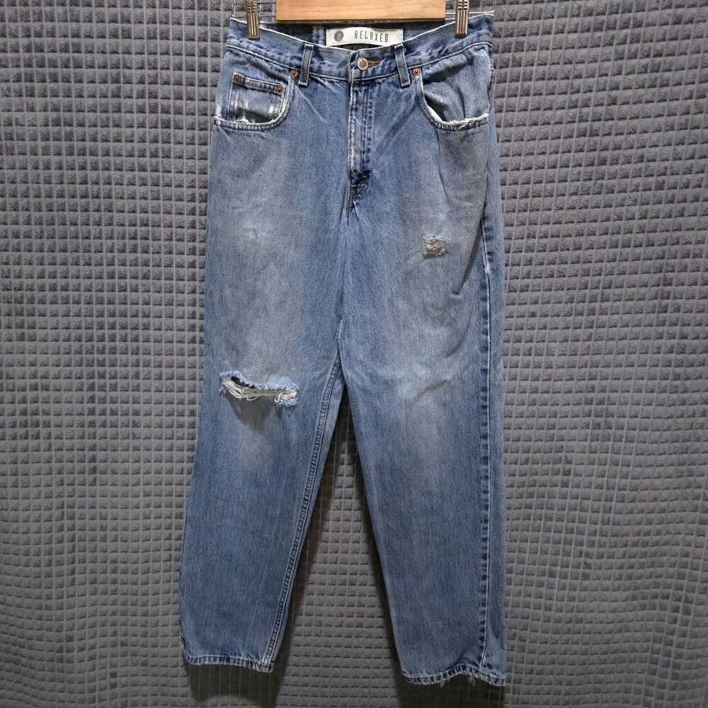 Y2K Distressed Arizona Jeans 30x32 90s Relaxed Ring Spun Light Wash Grunge Rock